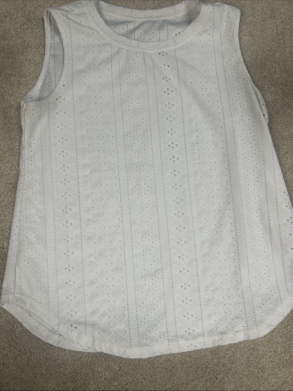 White Eyelet Sleeveless Tank Top